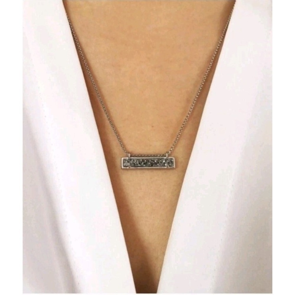 Kendra Scott Leanor Pendant Necklace Platinum Drusy